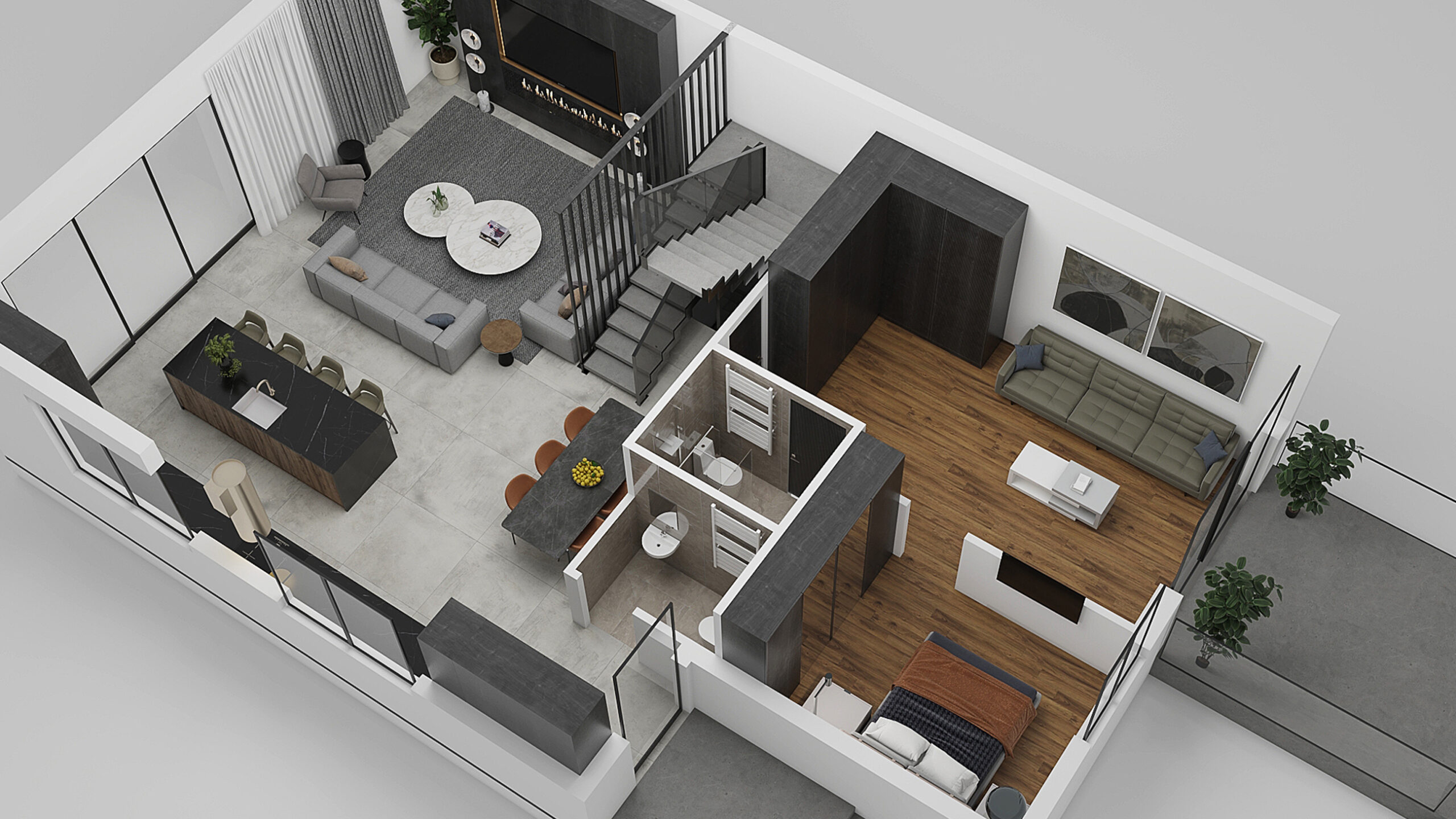 Three-dimensional floor plan visualization