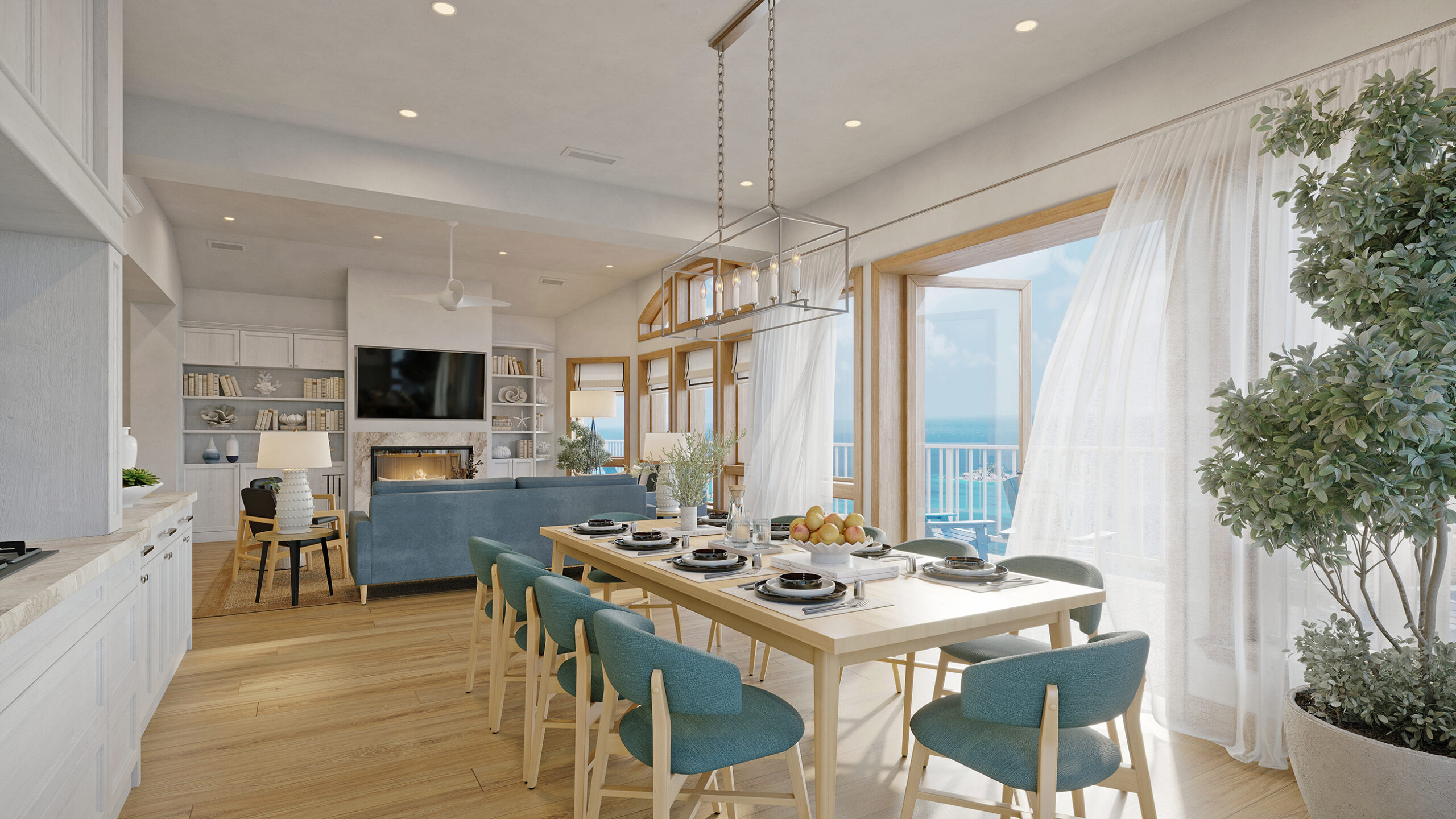 Seaview House dining interior visualization