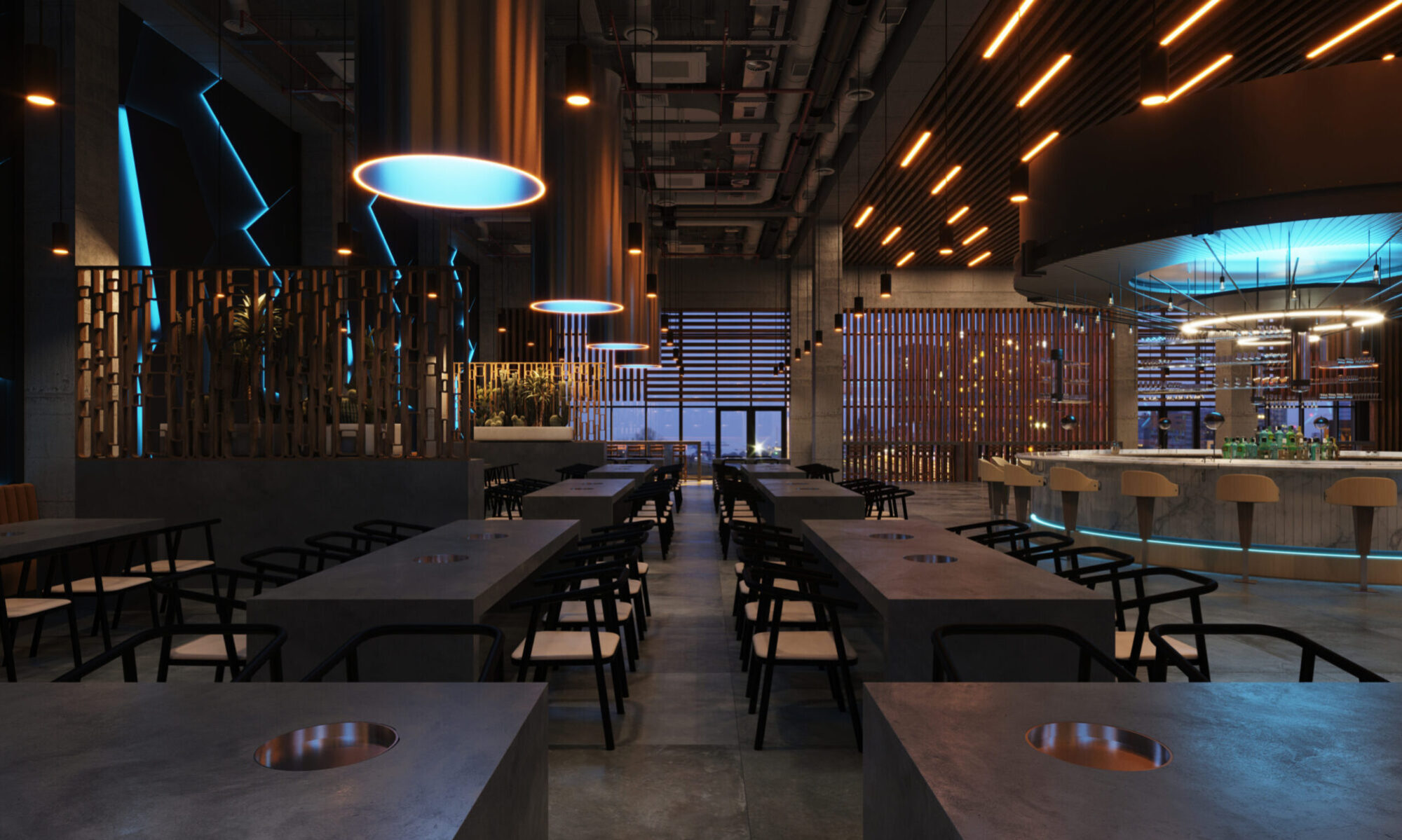 Restaurant interior design and 3D visualization